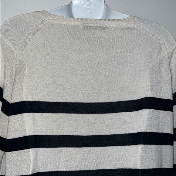 ZARA Ivory Black Striped Lightweight Pullover Sweater-M - Picture 6 of 10